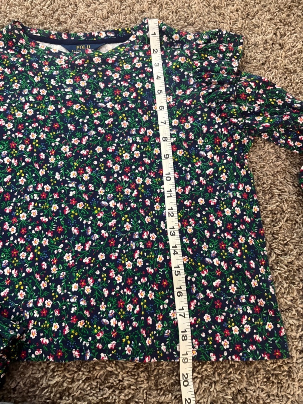Polo by Ralph Lauren Green Floral Ruffle-Shoulder Long-Sleeve Top - Picture 9 of 12